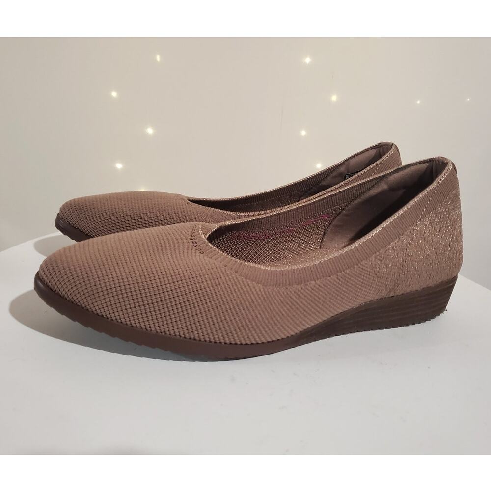Skechers Womens Cleo Sawdust Wishful Stretch Knit Flex Wedge Slip On Size 7.5